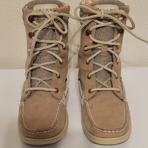 Sperry Topsider Ladyfish Tan Lace-Up Midcalf Boots